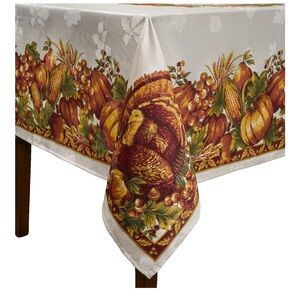 Autumn Bounty Tablecloth with Turkey Motif
